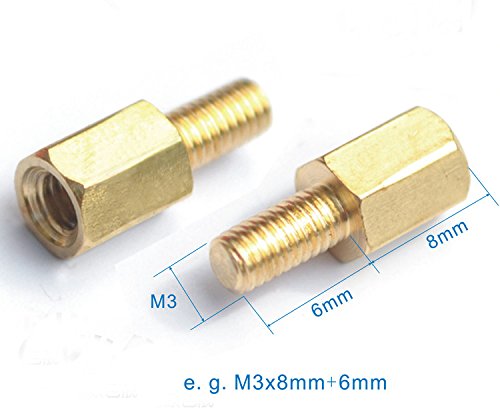 M3 x 8mm+6mm Hex Male-Female Standoffs,Male Thread Length 6mm